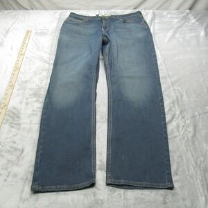 Wrangler Jeans Mens 36x30‎ Relax Straight Denim Stretch Rugged Work Whisker Fade